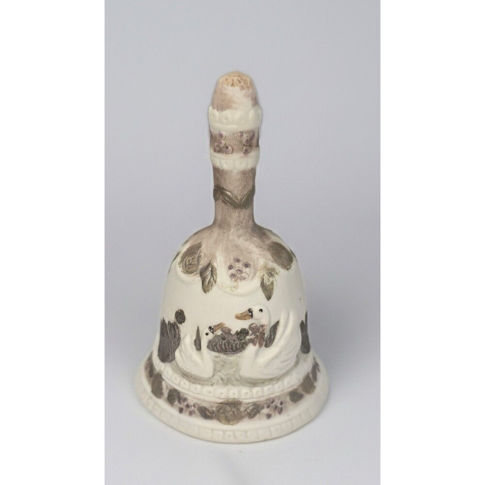 Porcelain Bell Pair of Swans White 4.25" Tall Price Products